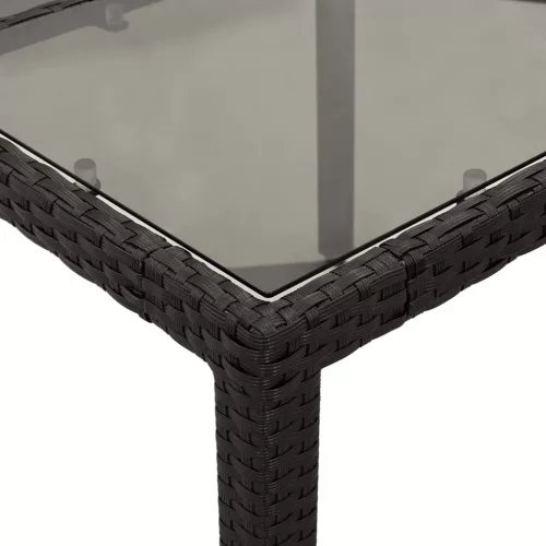  9 részes fekete polyrattan/üveg kerti étkezőgarnitúra párnákkal