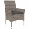  5részes szürke polyrattan/akácfa kerti étkezőgarnitúra párnával