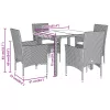  5részes szürke polyrattan/akácfa kerti étkezőgarnitúra párnával