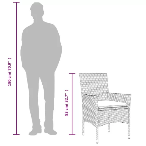  9 részes bézs polyrattan/akácfa kerti étkezőgarnitúra párnákkal