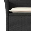 3részes fekete polyrattan/akácfa kerti étkezőgarnitúra párnákkal