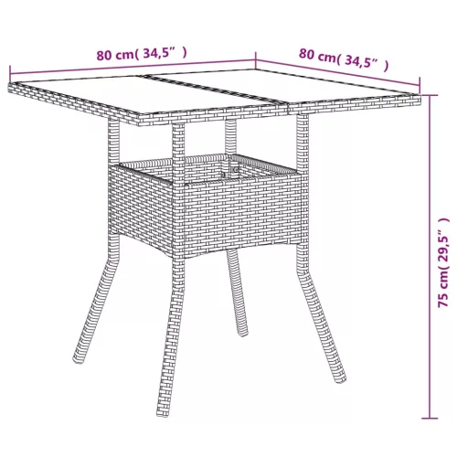 3részes fekete polyrattan/akácfa kerti étkezőgarnitúra párnákkal