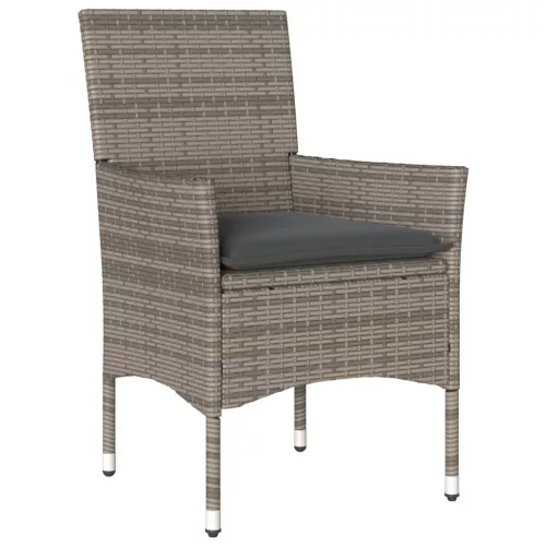  3részes szürke polyrattan/akácfa kerti étkezőgarnitúra párnával