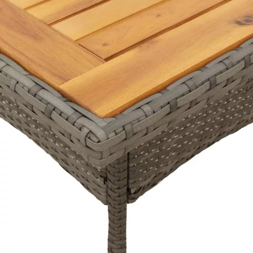  3részes szürke polyrattan/akácfa kerti étkezőgarnitúra párnával