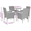  5részes szürke polyrattan/akácfa kerti étkezőgarnitúra párnával