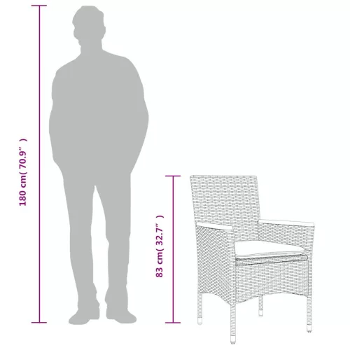  5részes szürke polyrattan/akácfa kerti étkezőgarnitúra párnával