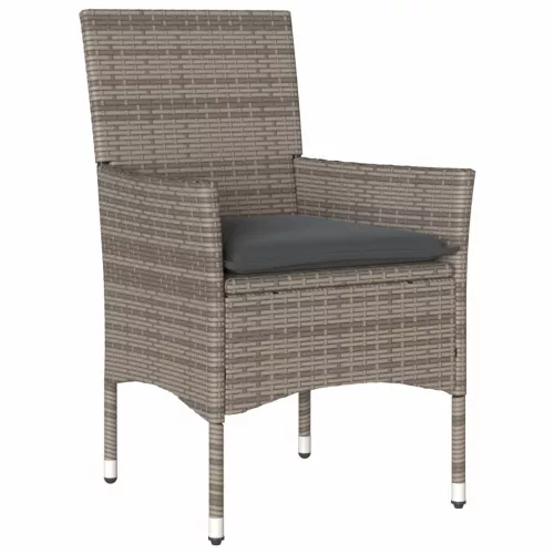  3részes szürke polyrattan/akácfa kerti étkezőgarnitúra párnával