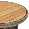  3részes szürke polyrattan/akácfa kerti étkezőgarnitúra párnával
