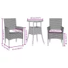  3részes szürke polyrattan/akácfa kerti étkezőgarnitúra párnával