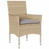  3 részes bézs polyrattan/üveg bisztrógarnitúra párnával