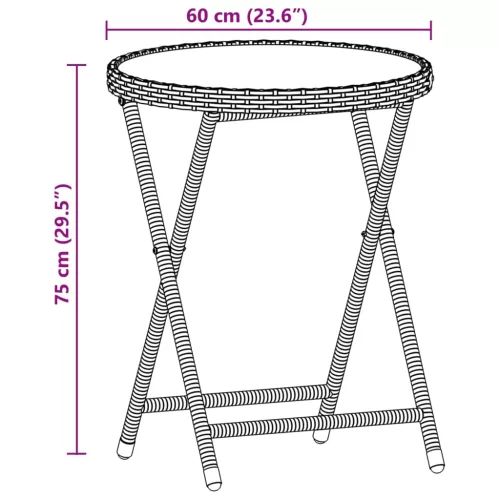  3 részes bézs polyrattan/üveg bisztrógarnitúra párnával