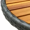 3 részes szürke polyrattan és akácfa bisztrószett párnákkal