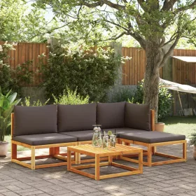    5 darabos kerti kanapégarnitúra párnákkal, akácfa és kötél