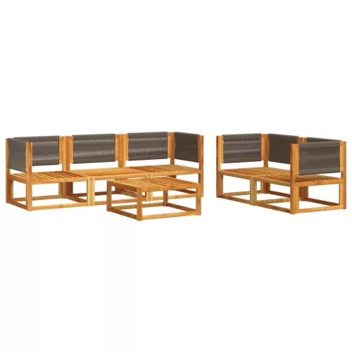  6 darabos kerti kanapégarnitúra párnákkal, akácfa és kötél