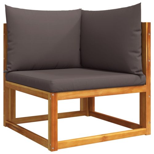  11 részes kerti kanapégarnitúra párnákkal, akácfa és kötél