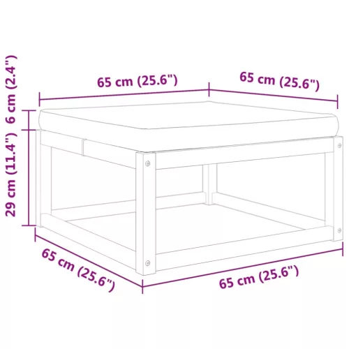  tömör akácfa kerti lábzsámoly párnával 65 x 65 x 29 cm