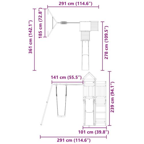  impregnált fenyőfa kültéri játszószett