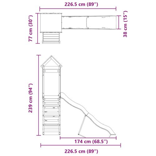  tömör duglászfenyő kültéri játszószett