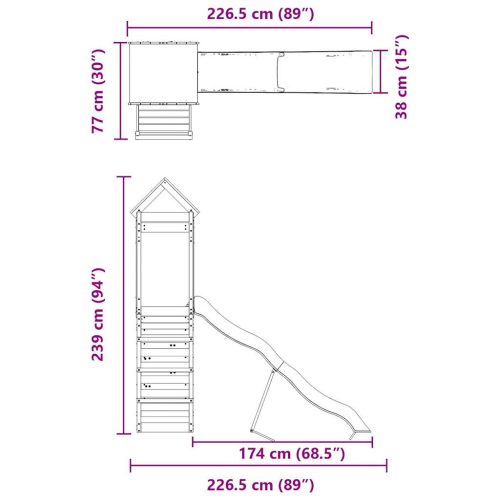  impregnált fenyőfa kültéri játszószett