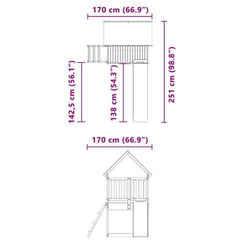  tömör fenyőfa kültéri játszószett