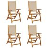  4 db tömör akácfa és textilén összecsukható kerti szék