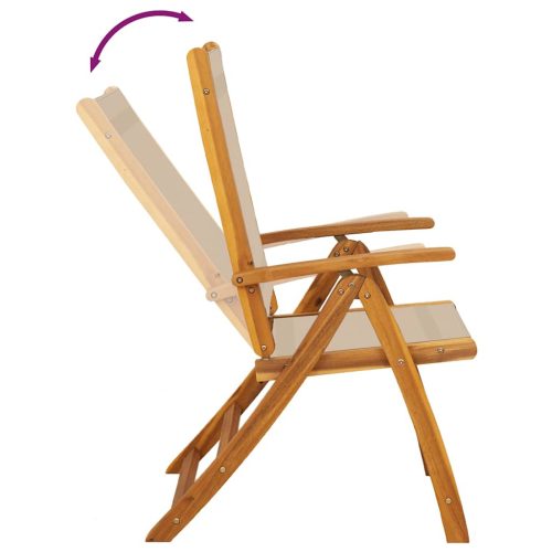  4 db tömör akácfa és textilén összecsukható kerti szék