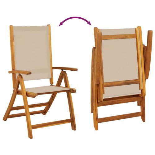  8 db tömör akácfa és textilén összecsukható kerti szék