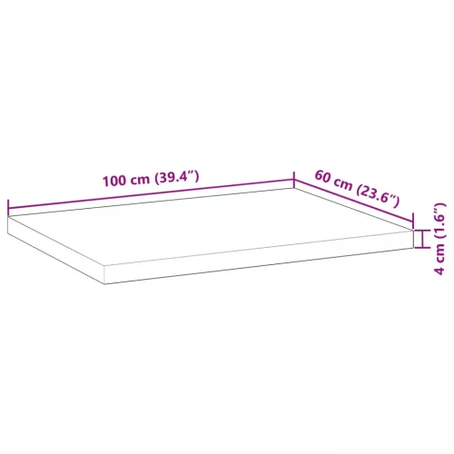  kezeletlen tömör akácfa fürdőszobapult 100x60x4 cm