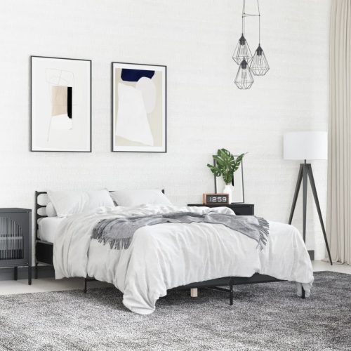  fekete szerelt fa és fém ágykeret 120 x 200 cm