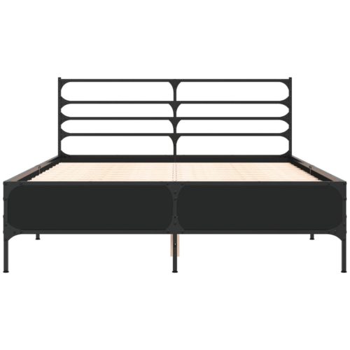  fekete szerelt fa és fém ágykeret 120 x 200 cm