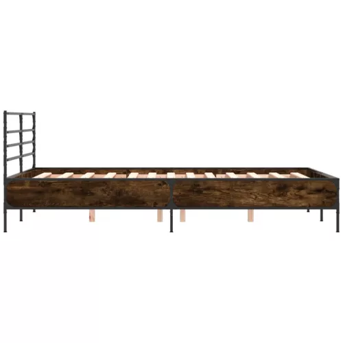  füstös tölgy színű szerelt fa és fém ágykeret 135 x 190 cm