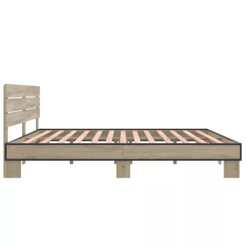  sonoma tölgyszínű szerelt fa és fém ágykeret 200 x 200 cm