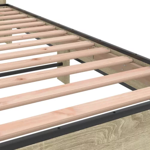  sonoma tölgyszínű szerelt fa és fém ágykeret 200 x 200 cm