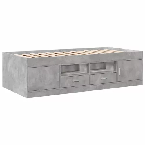  betonszürke kanapéágy fiókkal matrac nélkül 100x200 cm