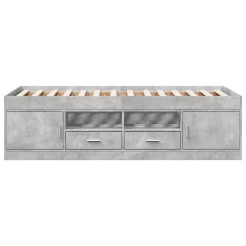  betonszürke kanapéágy fiókkal matrac nélkül 100x200 cm