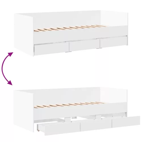  fehér kanapéágy fiókkal matrac nélkül 75x190 cm