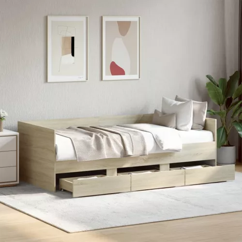  sonoma tölgy kanapéágy fiókkal matrac nélkül 75x190 cm