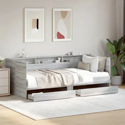  szürke sonoma kanapéágy fiókkal matrac nélkül 100x200 cm