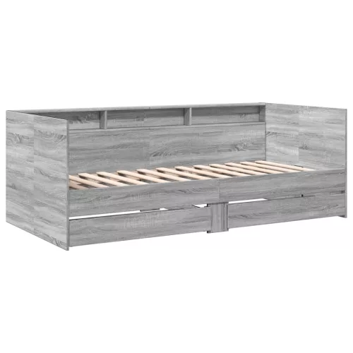  szürke sonoma kanapéágy fiókkal matrac nélkül 100x200 cm