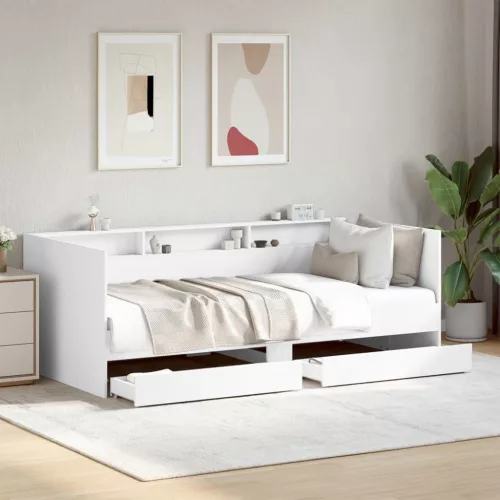 fehér kanapéágy fiókkal matrac nélkül 90x200 cm