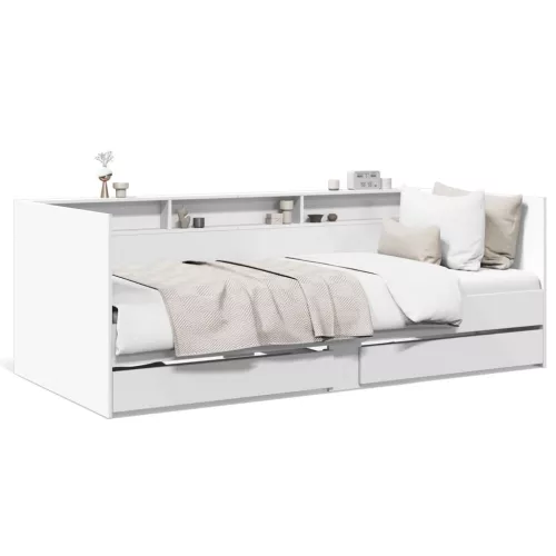  fehér kanapéágy fiókkal matrac nélkül 90x200 cm