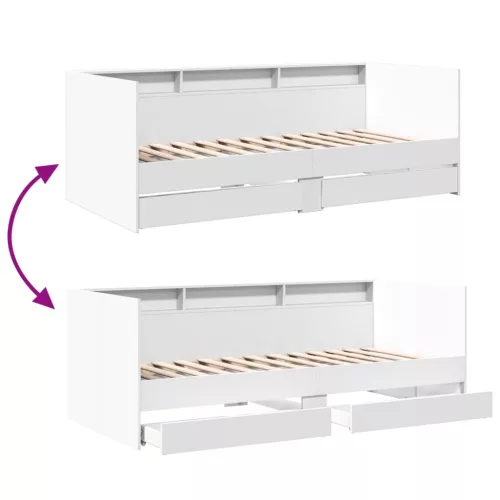  fehér kanapéágy fiókkal matrac nélkül 90x200 cm