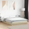  sonoma-tölgyszínű szerelt fa ágykeret LED-del 135 x 190 cm