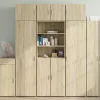  sonoma tölgy színű szerelt fa tárolószekrény 70 x 42,5 x 225 cm