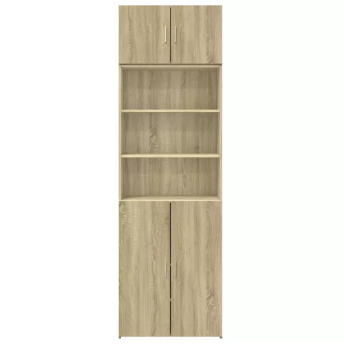  sonoma tölgy színű szerelt fa tárolószekrény 70 x 42,5 x 225 cm