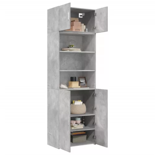  betonszürke szerelt fa tárolószekrény 70 x 42,5 x 225 cm