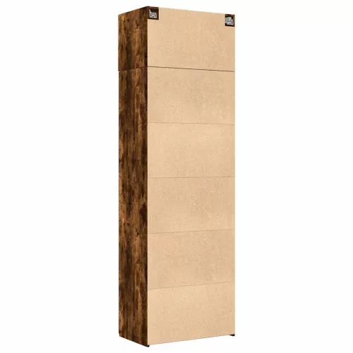  füstös tölgy színű szerelt fa tárolószekrény 70 x 42,5 x 225 cm