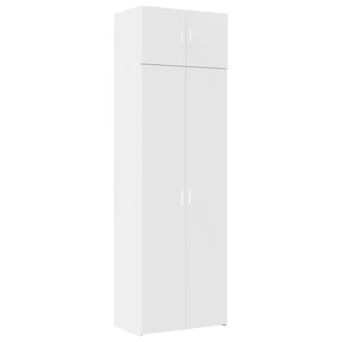  fehér szerelt fa tárolószekrény 70 x 42,5 x 225 cm