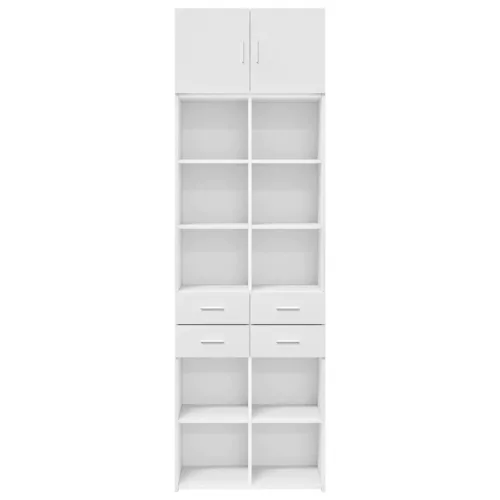  fehér szerelt fa tárolószekrény 70 x 42,5 x 225 cm