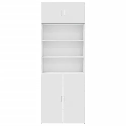  fehér szerelt fa tárolószekrény 80 x 42,5 x 225 cm